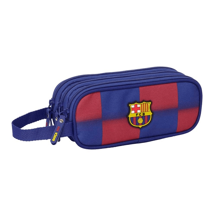 Safta F.C.Barcelona Estuche Portatodo de 1.25L - 3 Compartimentos - Asa de Mano - Cierre de Cremallera - 21x8.5x7cm - Color Rojo y Azul 1