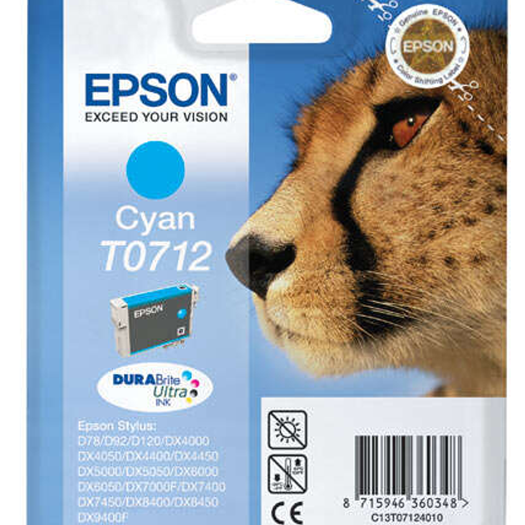 Epson T0712 Cyan Cartucho de Tinta Original - C13T07124012 1