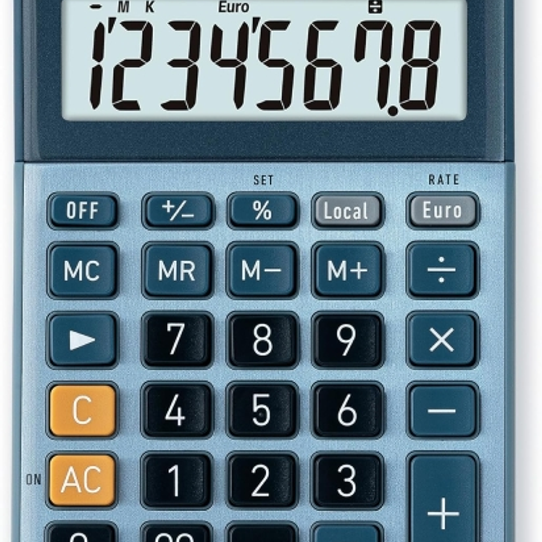 Casio MS80E Calculadora de Escritorio 8 Digitos - Tecla Doble Cero - Simbolos de Comando de Funcion - Calculo Avanzado de Porcentaje - Alimentacion So 1