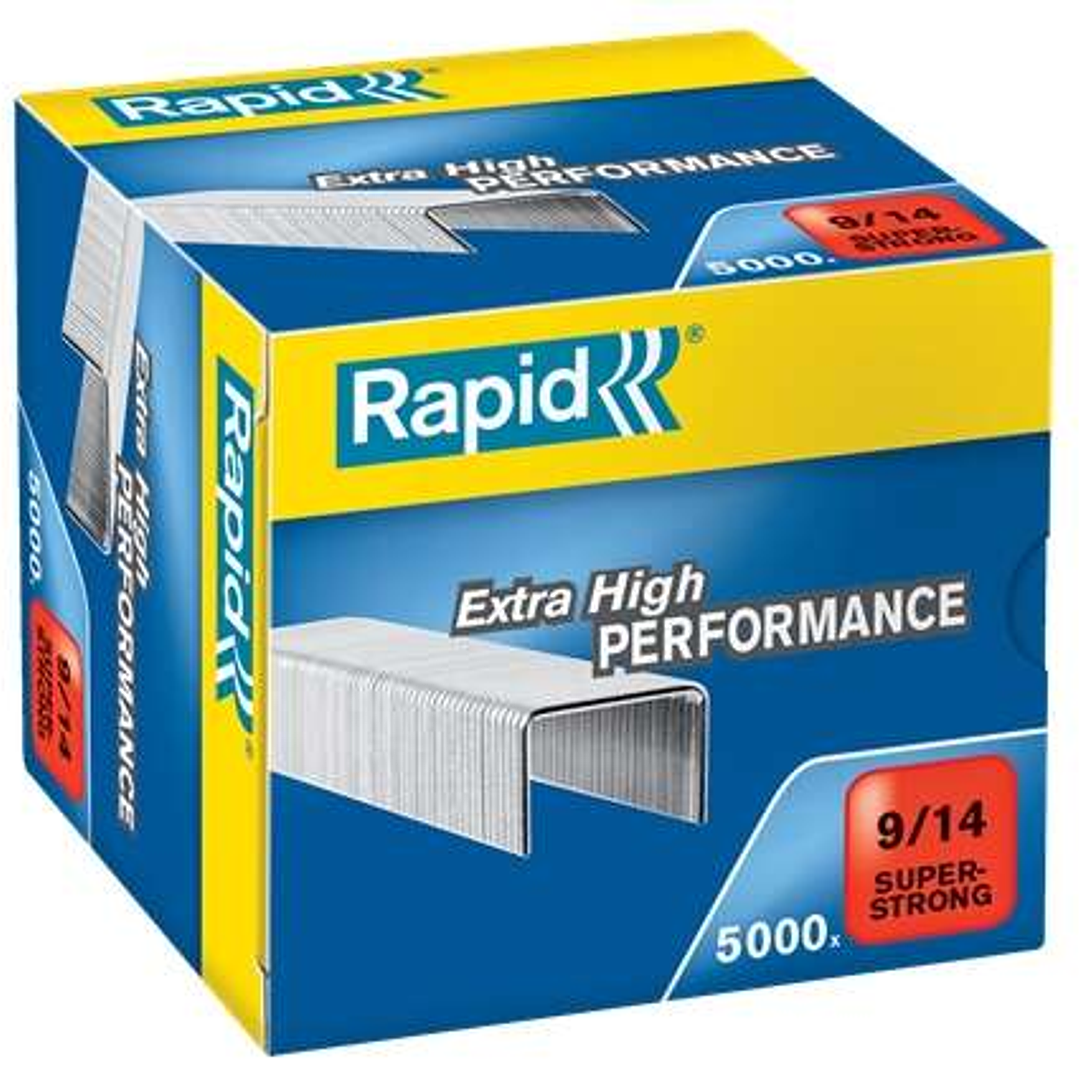 Rapid Super Strong Caja de 5000 Grapas 9/14 - De 80 a 110 Hojas - Alambre Galvanizado Superreforzado - Patilla de 14mm 1