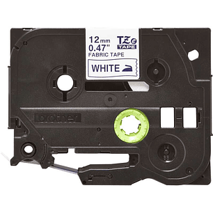 Brother TZeFA3 Cinta Textil Original de Etiquetas - Texto azul sobre fondo blanco - Ancho 12mm x 3 metros