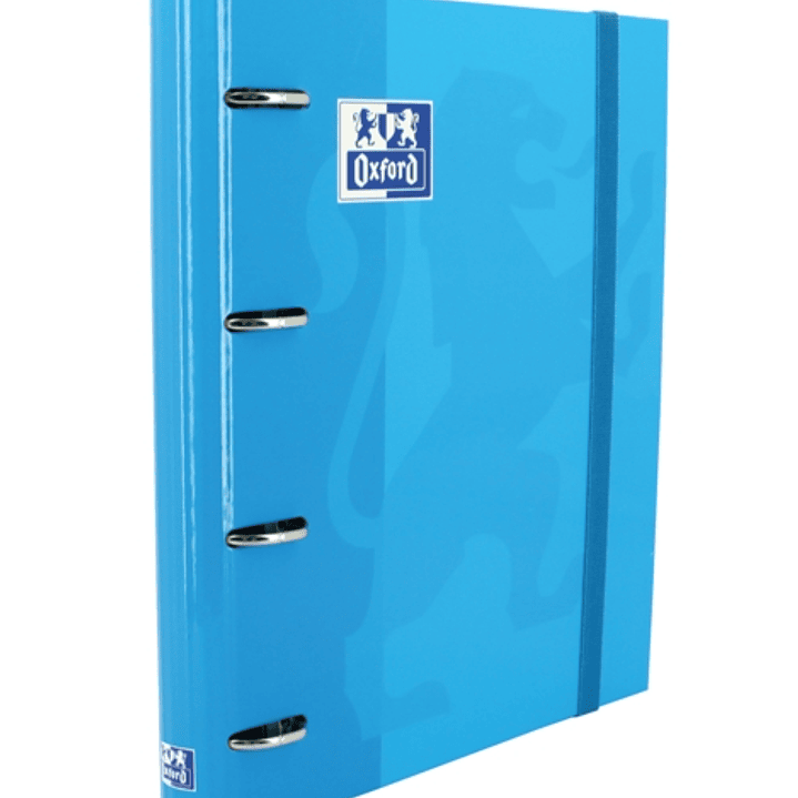 Oxford Europeanbinder Classic A4+ Carpeta de Anillas con Recambio Cuadricula 5x5 - Tapa Extradura - Cierre con Goma Elastica - Color Turquesa 1