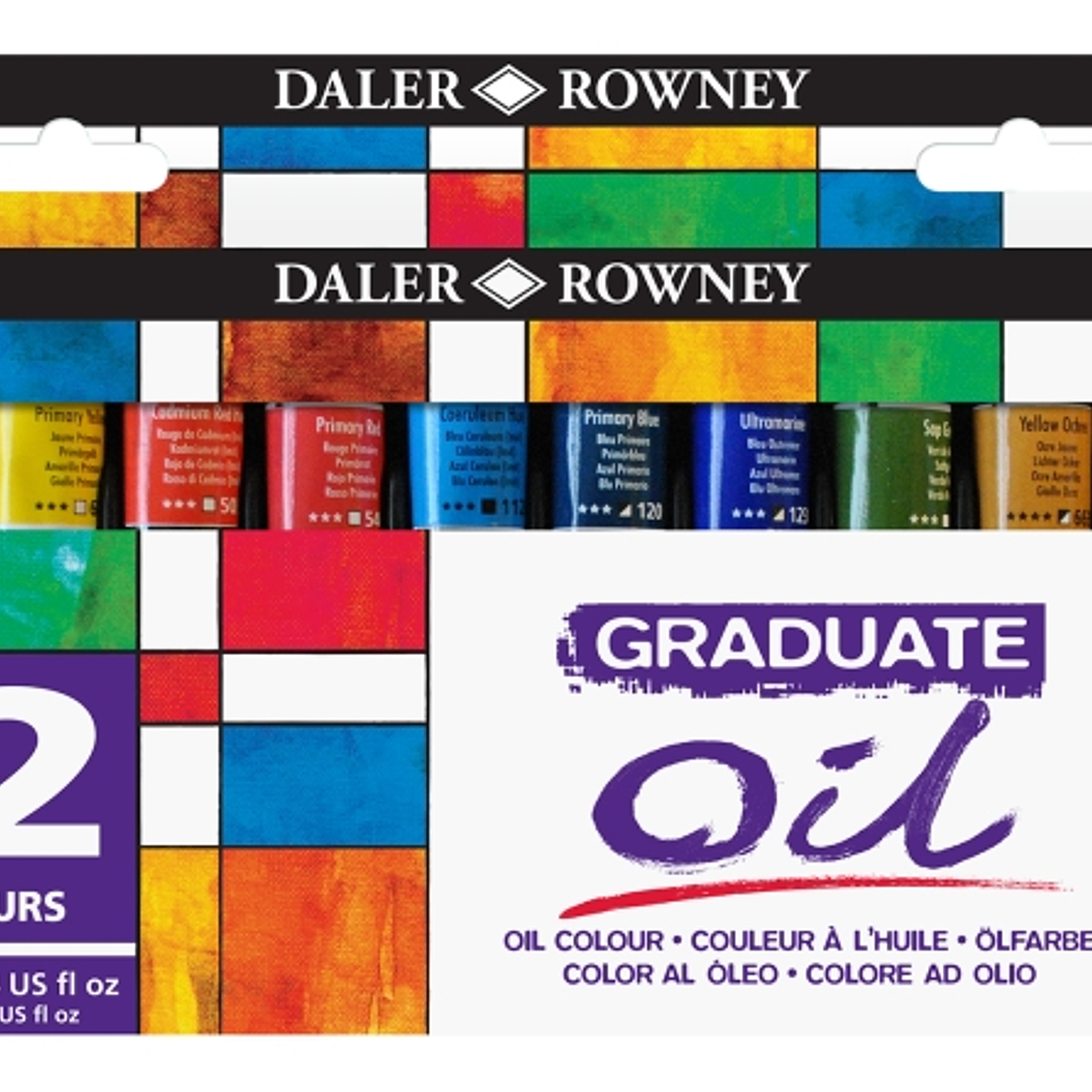 Daler Rowney Graduate Pack de 12 Pinturas al Oleo - Tubos de Aluminio - 22ml - Colores Surtidos 1
