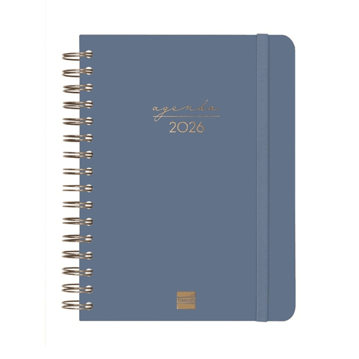 Finocam Alma Agenda en Catalan - Anual 2026 - con Espiral - Formato E10 - 180x30x220mm - 1 Dia por Pagina - Color Azul 1