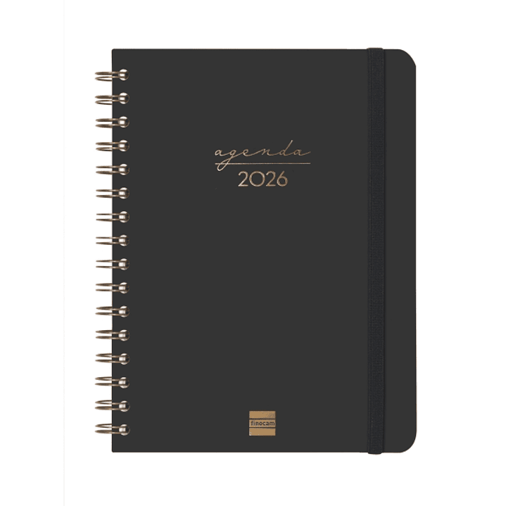 Finocam Alma Agenda en Catalan - Anual 2026 - con Espiral - Formato E10 - 180x30x220mm - 1 Dia por Pagina - Color Negro 1
