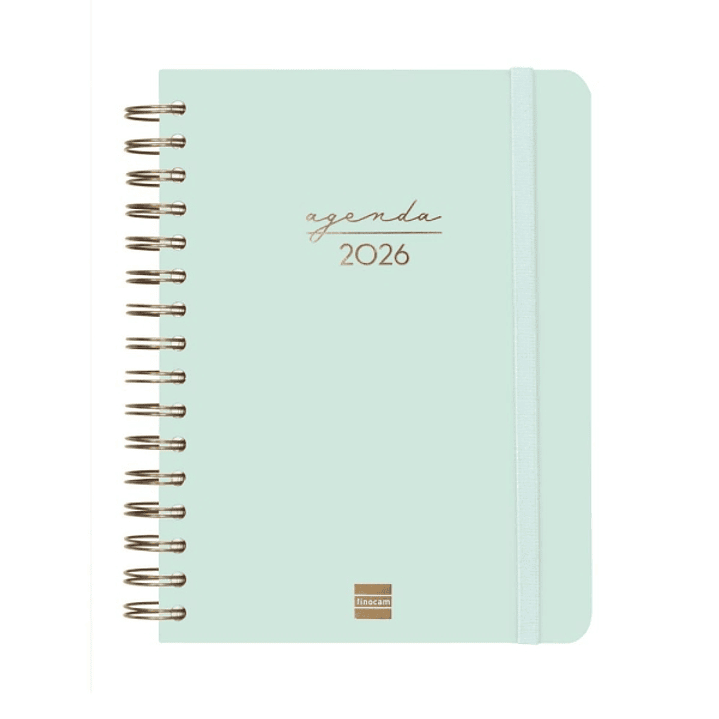 Finocam Alma Agenda - Anual 2026 - con Espiral - Formato E10 - 180x30x220mm - 1 Dia por Pagina - Color Menta 1