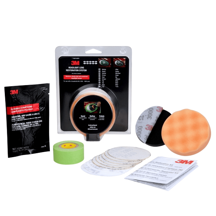 3M Pack para Restauracion de Faros - Incluye Instrucciones - Adaptador para Taladro - Color Varios 1