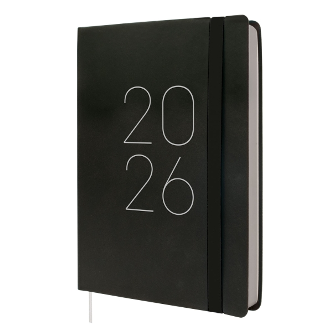 Finocam Flexi Lisa Agenda - Anual 2026 - Tapa Blanda - Formato FA5 - 151x23x214mm - 1 Dia por Pagina - Color Negro 1