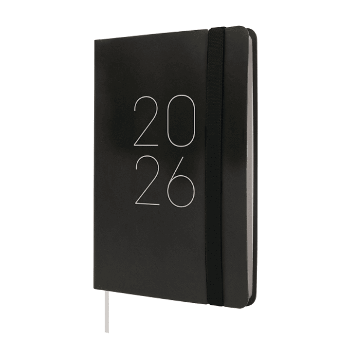 Finocam Flexi Lisa Agenda - Anual 2026 - Tapa Blanda - Formato F4 - 120x13x172mm - Semana Vista Horizontal - Color Negro 1