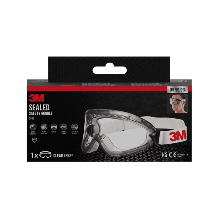 3M Gafas de Seguridad - Uso Compatible con Gafas Graduadas - Lente Incolora - Antivaho - Antirrayaduras - Sellado Facial - Proteccion UV - Color Trans 1