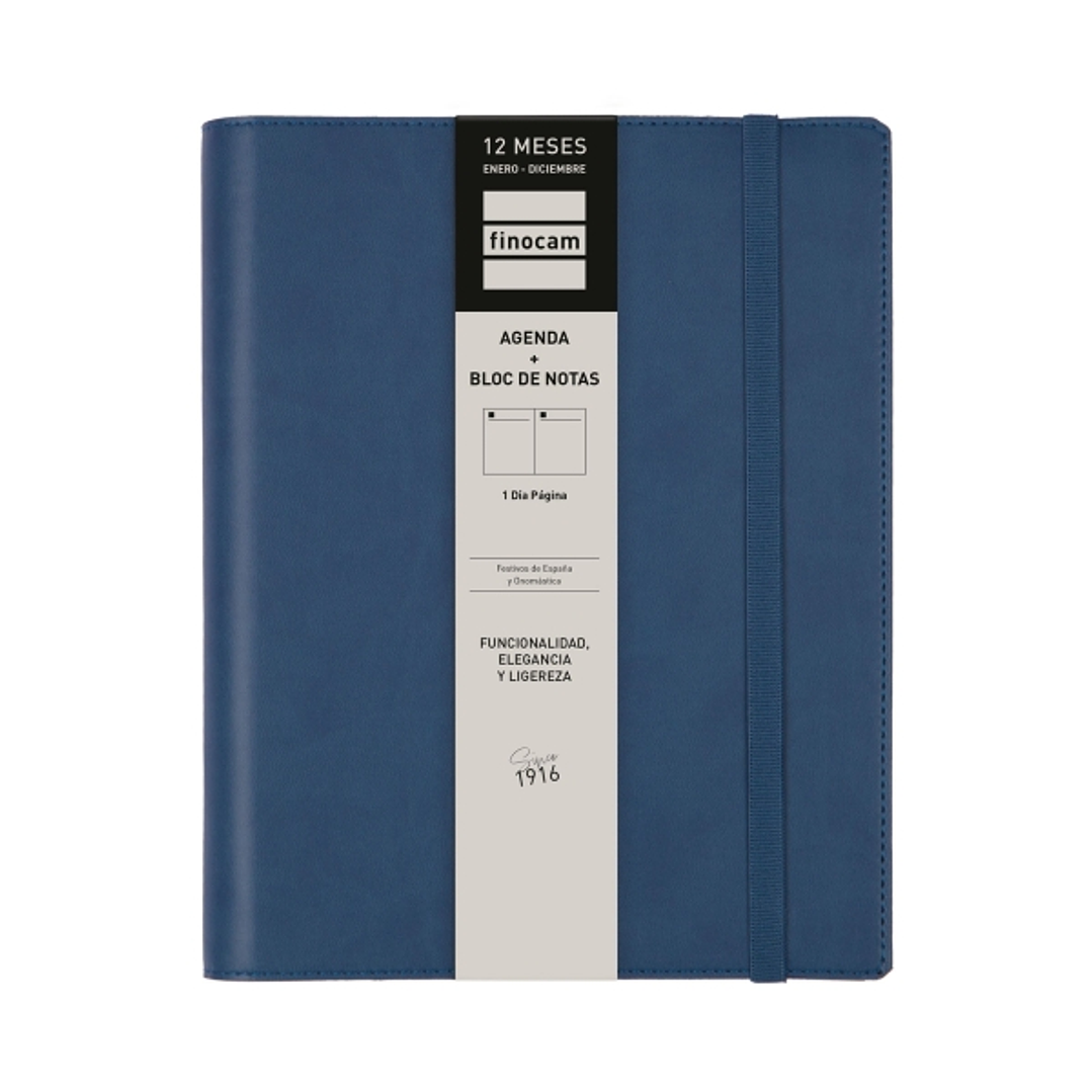 Finocam Duoband Agenda - Anual 2026 - Bloc de Notas - Formato E10 - 176x28x226mm - 1 Dia por Pagina - Color Azul 1