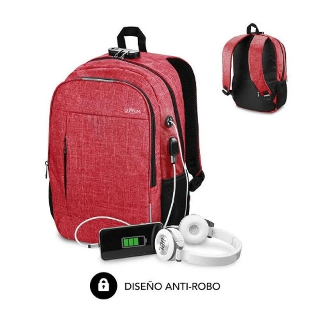 Subblim Mochila Urban Lock System - Sinónimo de Seguridad - Excelente capacidad organizativa - Conector USB para Powerbank - Diseño resistente - Corre 1
