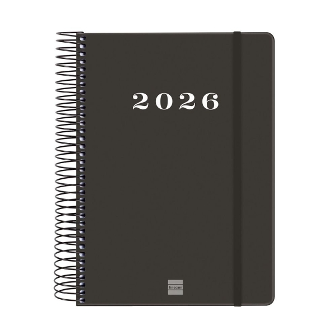Finocam My Agenda de Espiral - Anual 2026 - Tapa Dura Antirayaduras - Formato E10 - 185x20x212mm - 1 Dia por Pagina - Color Negro 1