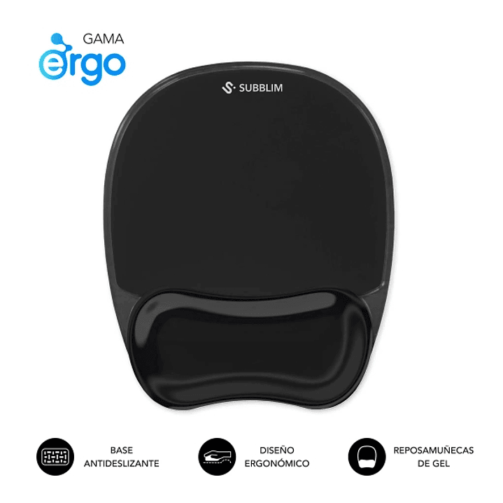 Subblim Ergo Crystal Flex Alfombrilla Ergonomica para Raton - Gel Refrigerante Autoajustable - Diseño Ondulado Ergonomico - Base Antideslizante - Colo 1