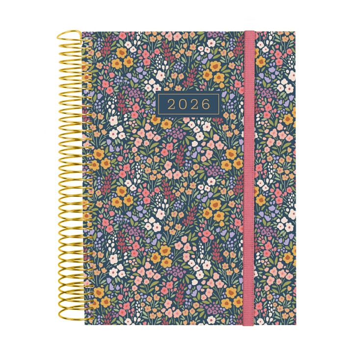 Finocam Design Collection Agenda de Espiral en Catalan - Anual 2026 - Tapa Ligera - Formato E10 - 172x29x212mm - 1 Dia por Pagina - Tematica de Flores 1