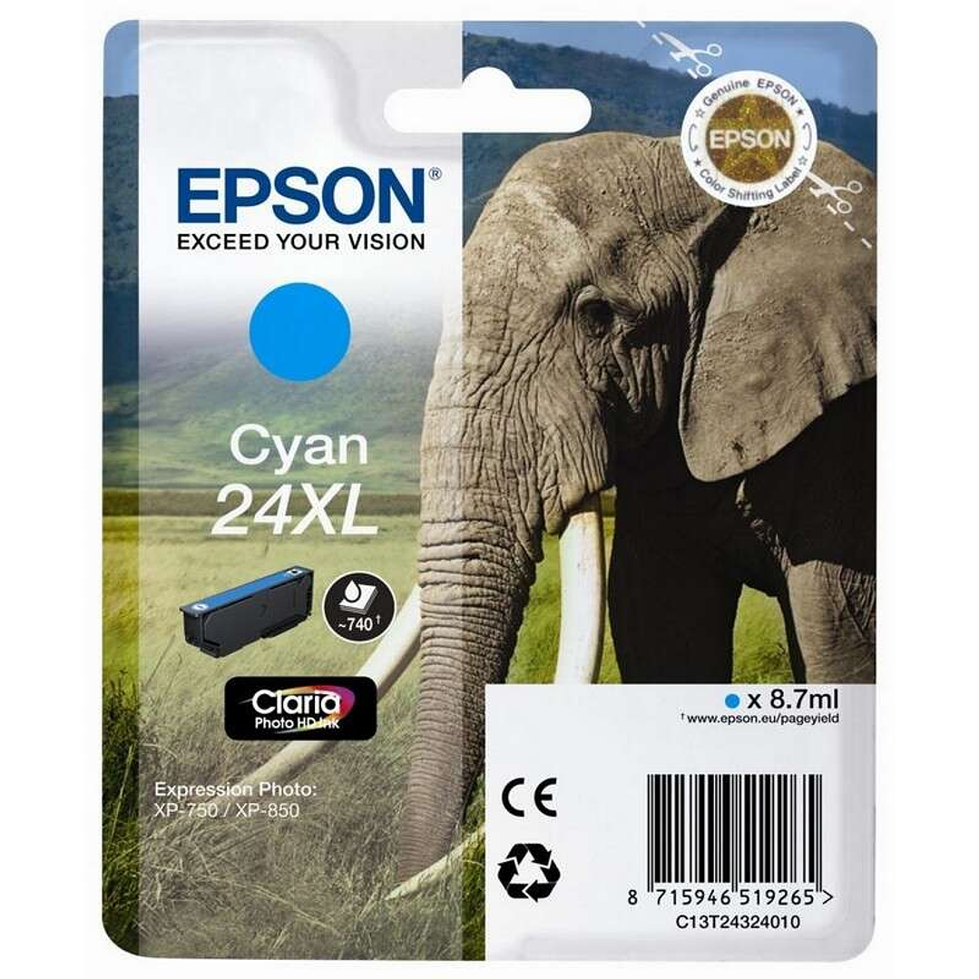 Epson T2432 (24XL) Cyan Cartucho de Tinta Original - C13T24324012 1