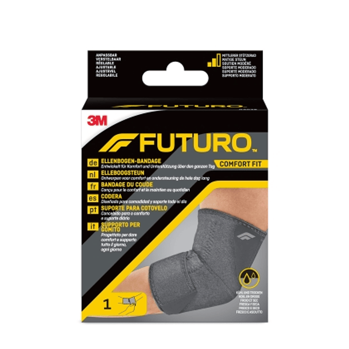 Futuro Comfort Codera - Ajustable (20.3 - 40.6cm) - Transpirable - Aisla la Humedad - Elastico - Color Gris 1