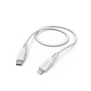 Hama Cable de Carga - USB-C Macho - Lightning - Longitud 1.5m - Silicona - Velocidad hasta 480Mbps - Chapado en Oro - Color Blanco