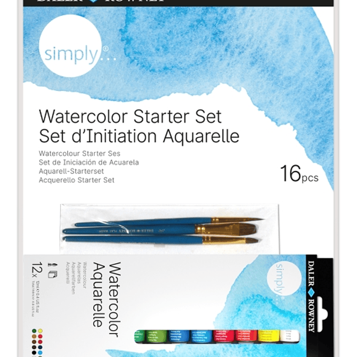 Daler Rowney Simply Pack de 16 Piezas - Acuarelas - Set de Iniciacion - Colores Surtidos 1