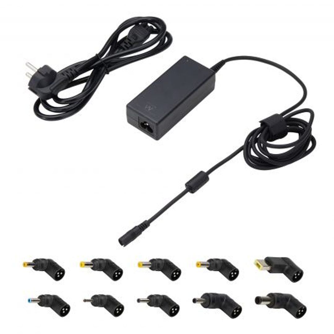 Ewent Cargador Universal para Portatil de 65W - 10 Clavijas Intercambiables - Automatico - Gestion Inteligente de Corriente - Color Negro 1