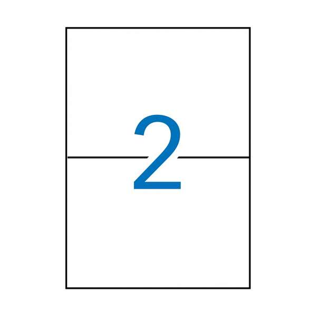 Apli Pack de 200 Etiquetas Rectangulares 210x148mm - 100 Hojas por 2 Etiquetas - Adhesivo Permanente - Cantos Rectos - Color Blanco 1