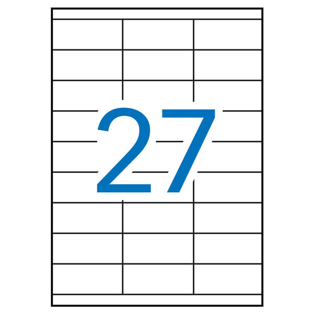 Apli Pack de 2.700 Etiquetas Rectangulares 70x30mm - 100 Hojas por 27 Etiquetas - Adhesivo Permanente - Cantos Rectos - Color Blanco 1