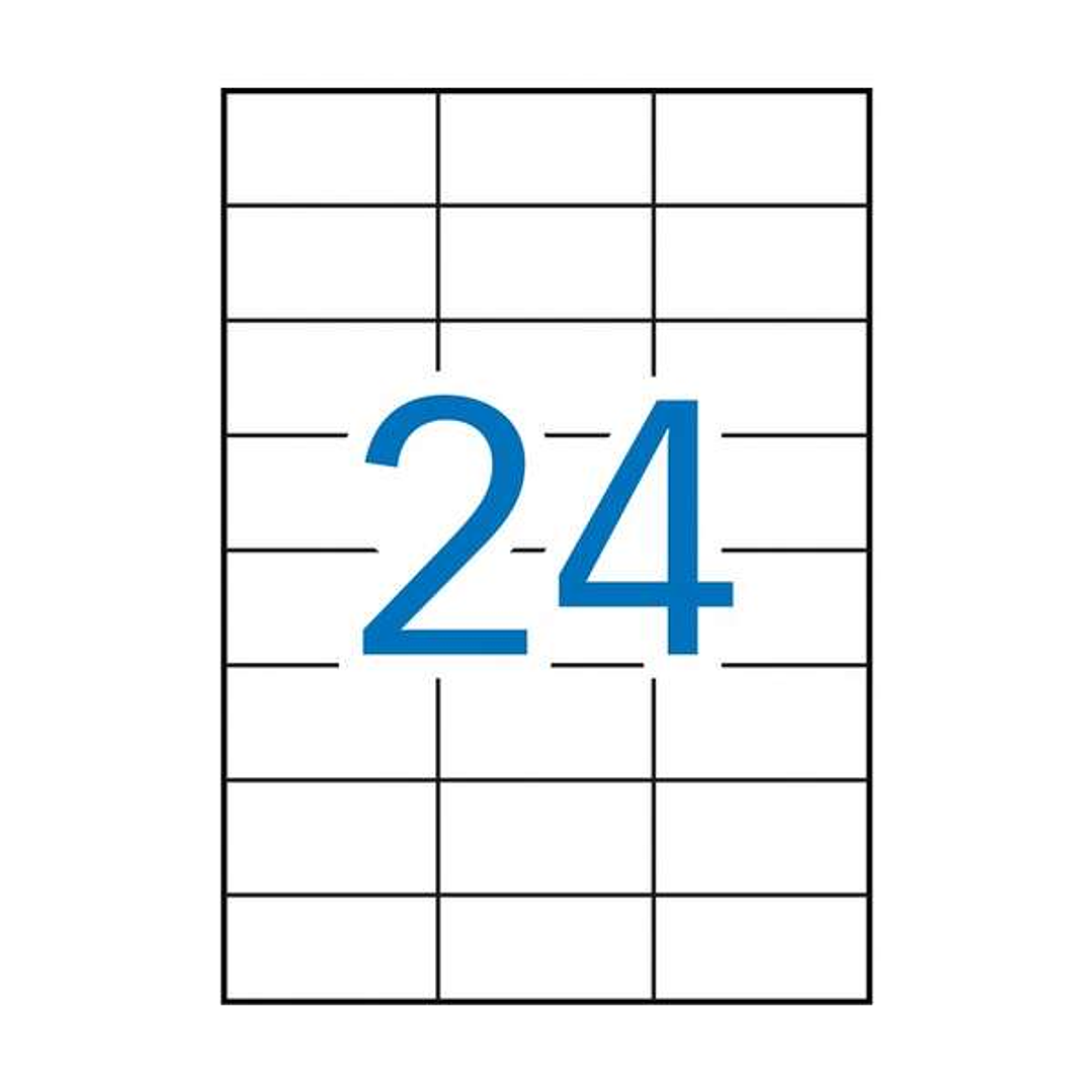 Apli Pack de 2.400 Etiquetas Rectangulares 70x37mm - 100 Hojas por 24 Etiquetas - Adhesivo Permanente - Cantos Rectos - Color Blanco 1