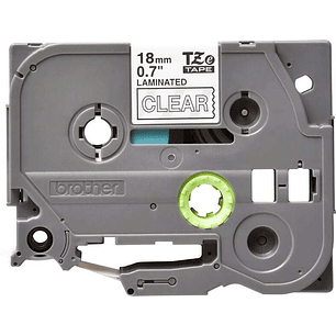 Brother TZe145 Cinta Laminada Original de Etiquetas - Texto blanco sobre fondo transparente - Ancho 18mm x 8 metros