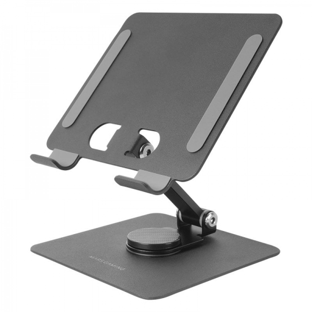 Mars Gaming MA-RST Soporte para Tablets y Convertibles - Acero Resistente - Rotacion 360º - Ajuste de Altura - Base Antideslizante - Color Negro 1