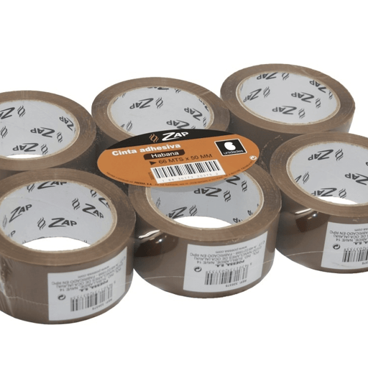 Zap Pack de 6 Precintos de Embalaje 50mm x 66m - Polipropileno 55 micras - Color Marron 1