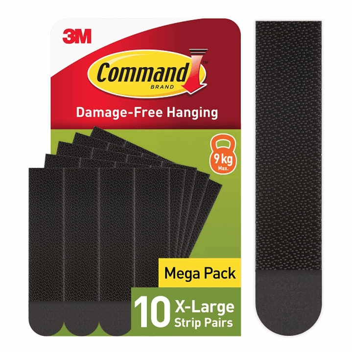 Command Pack de 20 Tiras Adhesivas para Colgar Cuadros - 10 Pares XL - Color Negro 1
