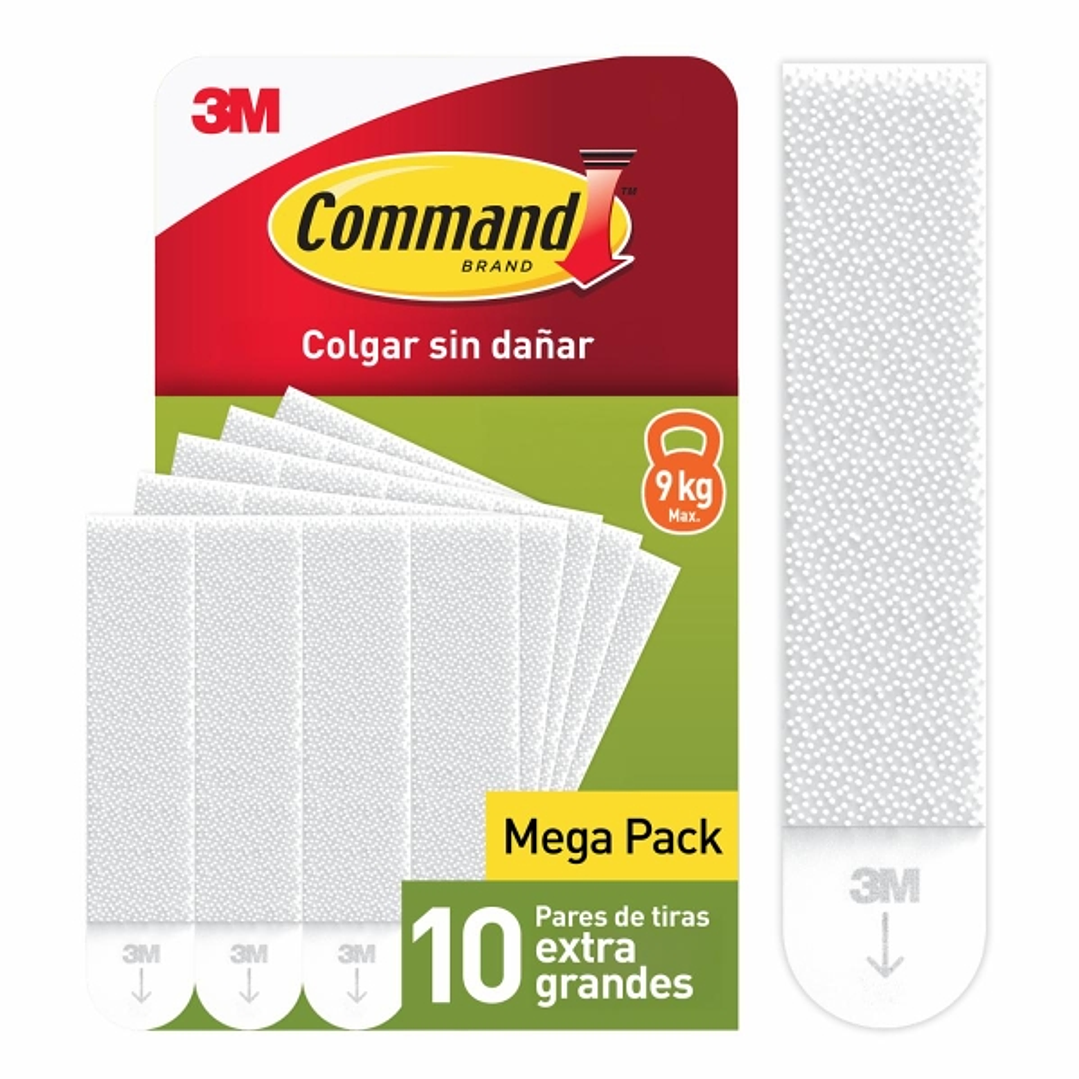 Command Pack de 20 Tiras Adhesivas para Colgar Cuadros - 10 Pares XL - Color Blanco 1