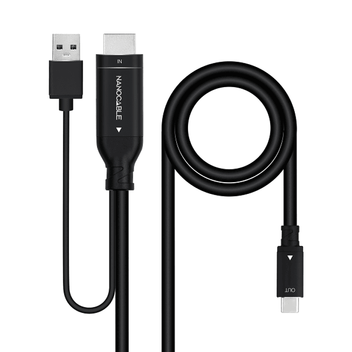 Nanocable Cable Conversor HDMI Macho a USB-C Macho - Longitud 1.8m - Color Negro 1