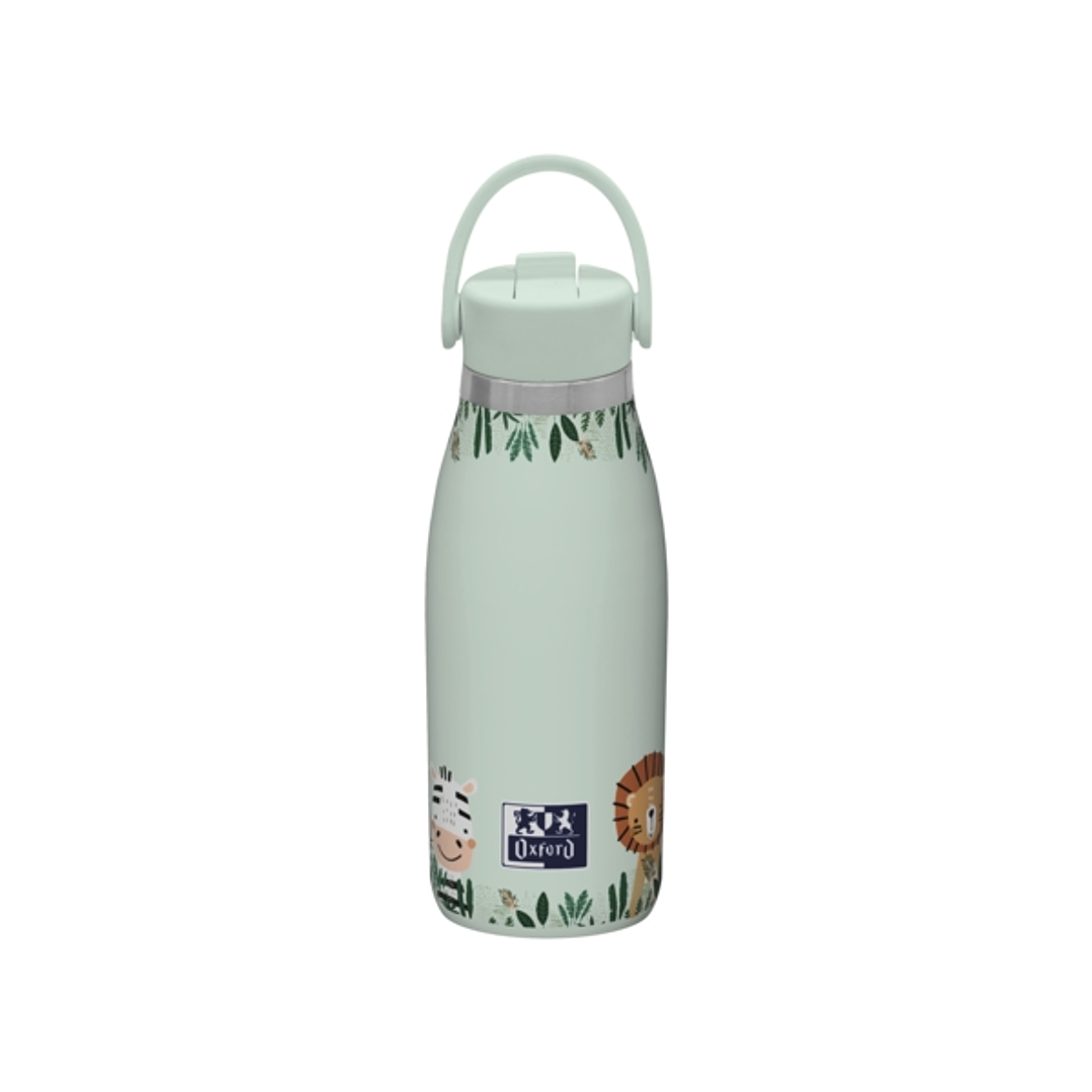Oxford Runbott Kids Botella Termo 35cl - Recubrimiento Ceramico Interior - Capacidad de 35cl - Diseño en Verde - Ideal para Niños 1