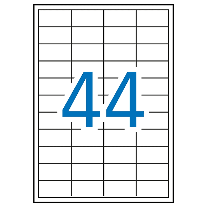 Apli Pack de 4.400 Etiquetas Rectangulares 48,5 x 25,4mm - 100 Hojas por 44 Etiquetas - Adhesivo Removible - Cantos Rectos - Color Blanco 1