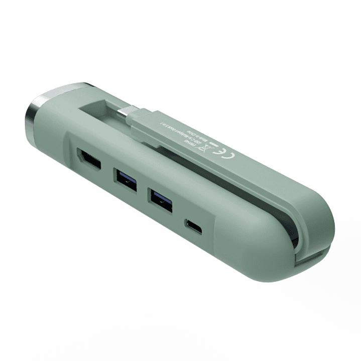 Ewent Hub USB-C 5 en 1 - 1x RJ45 - 1x HDMI 4K - 1x USB-C - 2x USB-A - hasta 1000Mbps - Color Verde Pastel 1