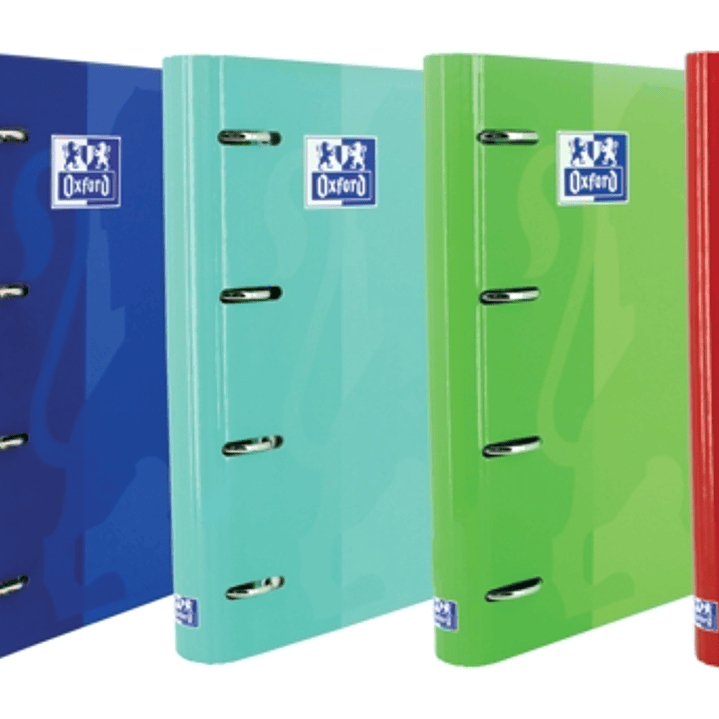 Oxford Europeanbinder Classic A4+ Carpeta de Anillas con Recambio 1 Linea - Tapa Extradura - Cierre con Goma Elastica - Colores Surtidos 1