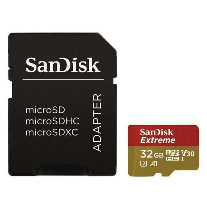 Sandisk Extreme Tarjeta Micro SDHC 32GB UHS-I U3 A1 Clase 10 90MB/s + Adaptador SD 1
