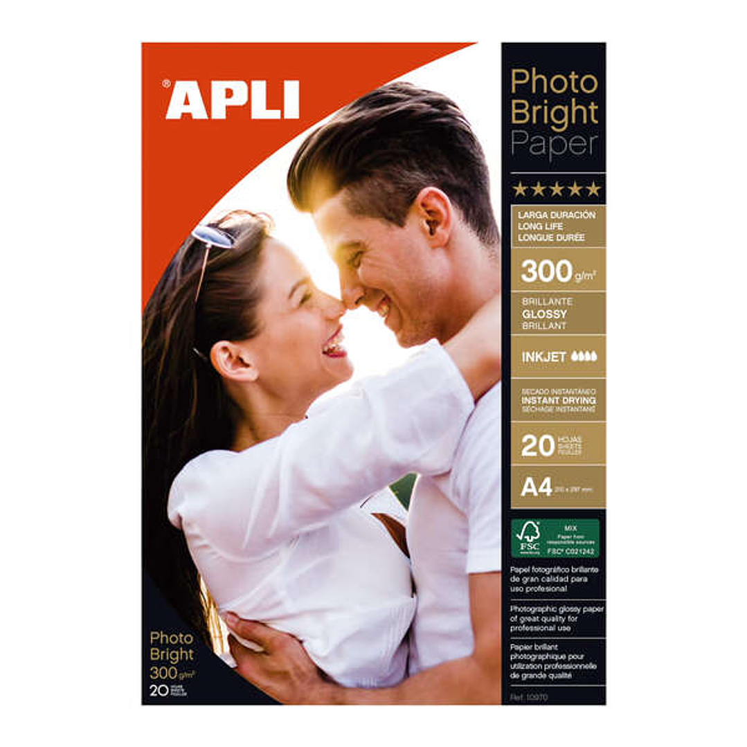 Apli Papel Fotografico Photobright Larga Duracion A4 300g 20 Hojas 1