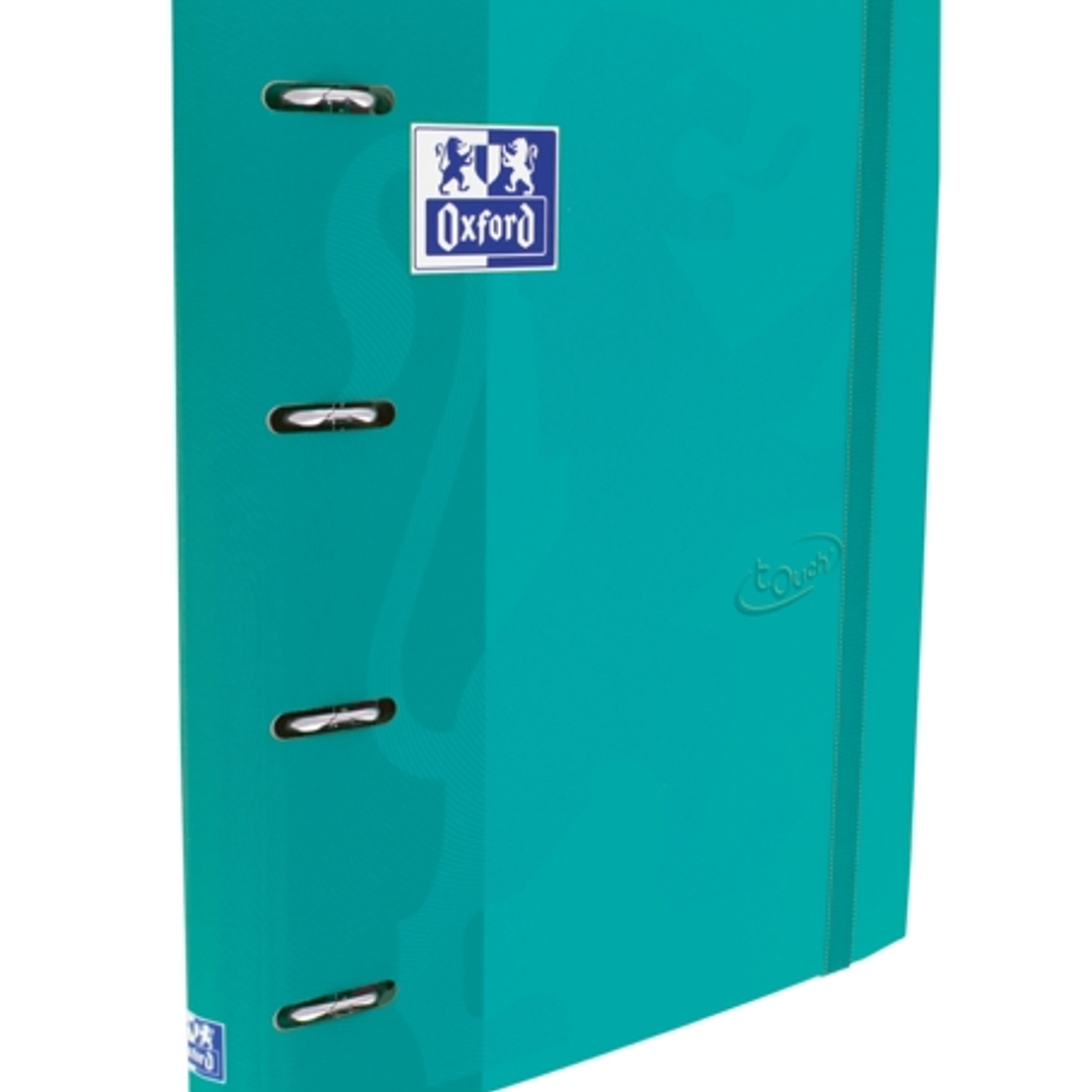 Oxford Touch A4+ Europeanbinder - Tapa Extradura Resistente - Lomo de 45mm - Anillas 4Dx35mm - Incluye Recambio 5x5 - Color Aqua 1