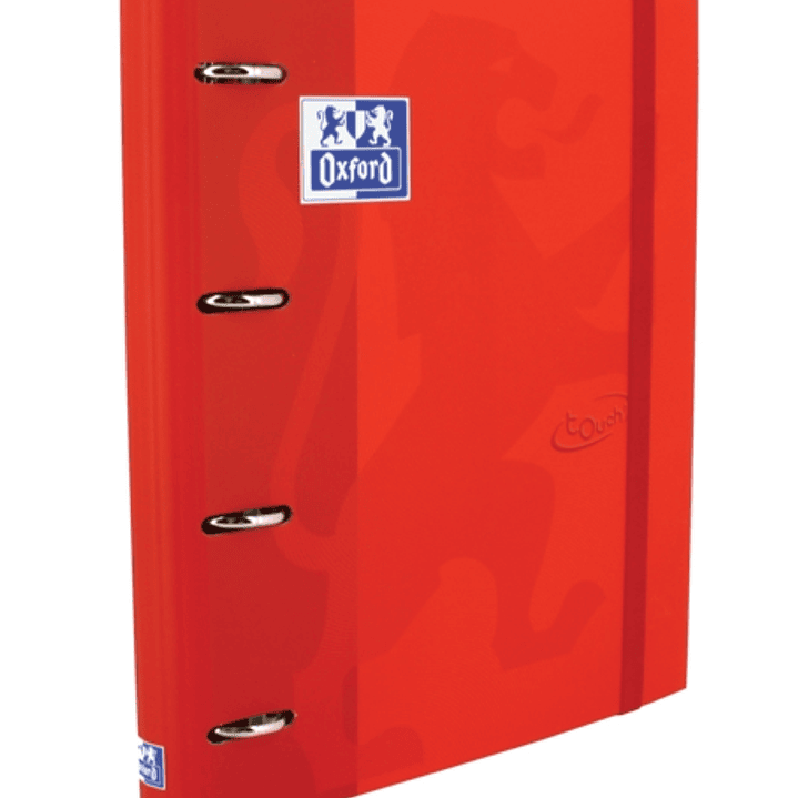 Oxford Touch A4+ Europeanbinder - Tapa Extradura Resistente - Lomo de 45mm - Anillas de 4Dx35mm - Incluye Recambio 5x5 - Color Carmin 1