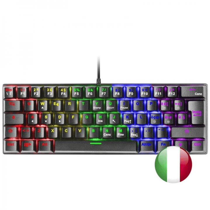 Mars Gaming MK60 Teclado Gaming Mecanico - Ultra-compacto 60% - Switches Antipolvo - Iluminacion RGB - Anti-ghosting Avanzado - Multiplataforma - Ital 1