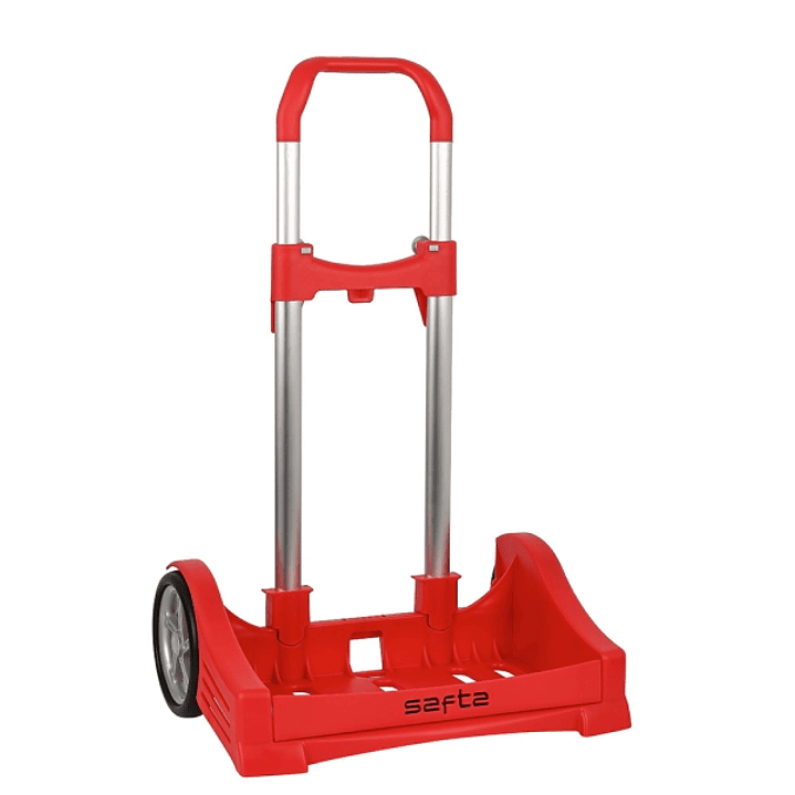 Safta Evolution Carro Portamochilas- Sujecion Universal - Ruedas de 14cm Antivibracion - Aluminio/PP - 40x85x28cm - Color Rojo 1
