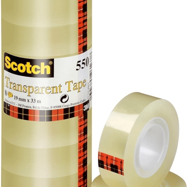 Scotch Pack de 8 Cintas Adhesivas - 19mm x 33m - Color Transparente 1