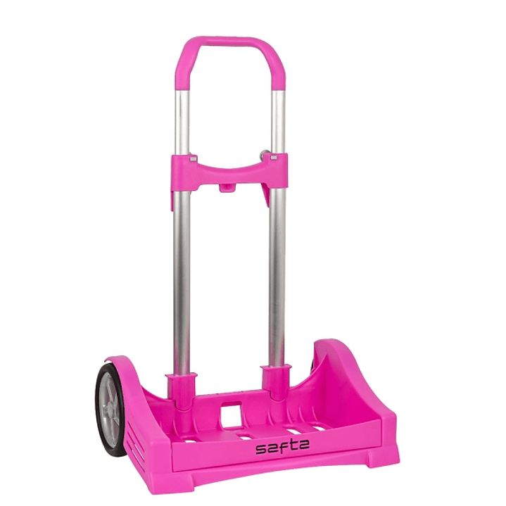 Safta Evolution Carro Portamochilas- Sujecion Universal - Ruedas de 14cm Antivibracion - Aluminio/PP - 40x85x28cm - Color Magenta 1