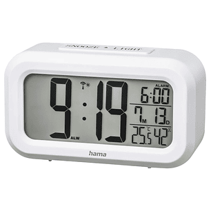 Hama Rc 660 Radio Reloj Despertador - Termometro - Higrometro - Pantalla Digital - Funcion de Repeticion de Alarma - 2 Alarmas Configurables - 11.8x4x