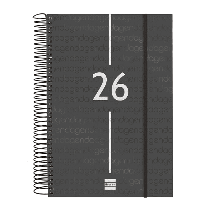 Finocam Year Agenda de Espiral - Anual 2026 - Tapa Ligera - Formato E11 - 175x29x242mm - 1 Dia por Pagina - Color Negro 1