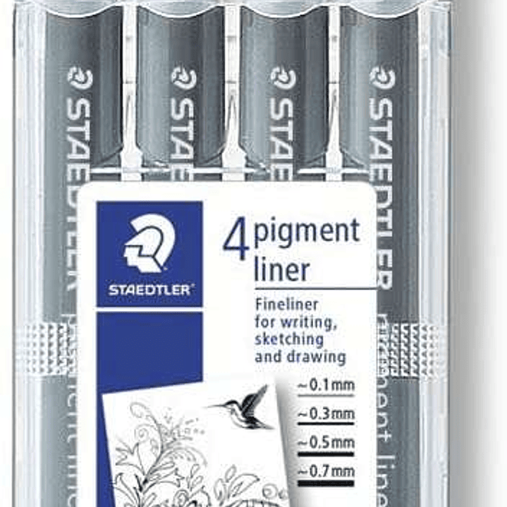 Staedtler Pigment Liner 308 Pack de 4 Rotuladores de Punta Fina - Punta Larga - Secado Rapido - Color Negro 1
