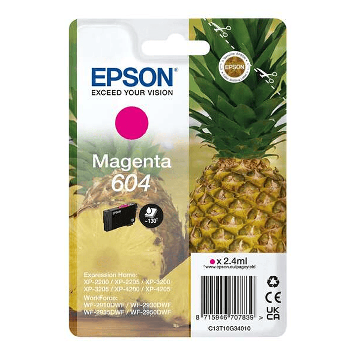 Epson 604 Magenta Cartucho de Tinta Original - C13T10G34010 1