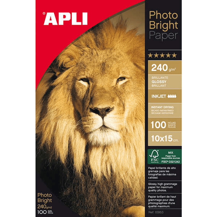 Apli Papel Fotografico Photobright 10 x 15 cm 240g 100 Hojas 1